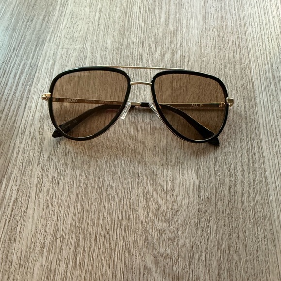 quay australia all in mini small black gold aviator pilot sunglasses eyewear NEW - Picture 1 of 5